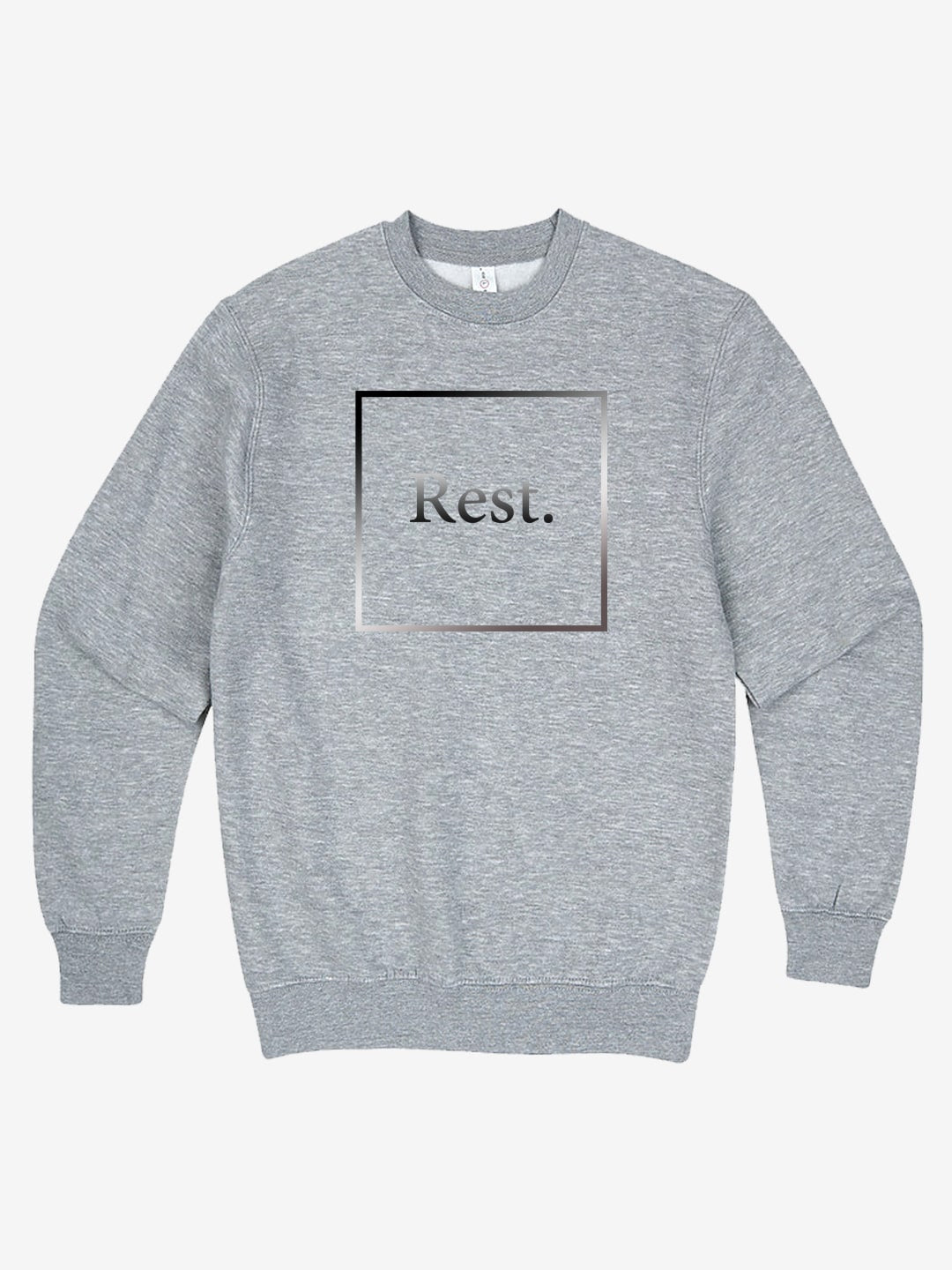 Rejoice & Do Good Christian Apparel - Men's Grey Heather Crew Sweatshirt based on Genesis' concept of Rest 