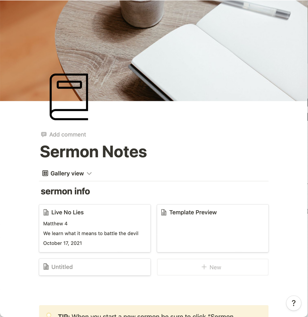 Notion Sermon Notes Template